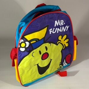 🔆RARE🔆 VINTAGE 90s MR. MEN MR. FUNNY 1996 KIDZ BIZ PURPLE GREEN KIDS BACKPACK